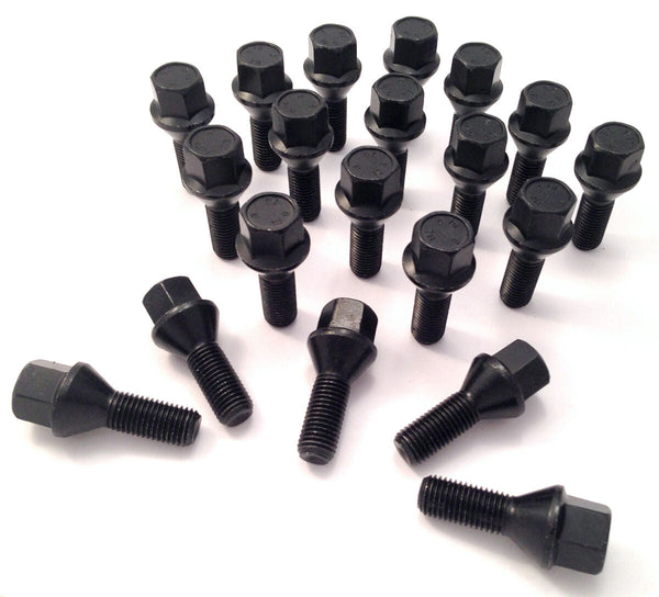 BIMECC BLACK TAPERED M14X1.25MM 43MM ALLOY WHEEL BOLTS