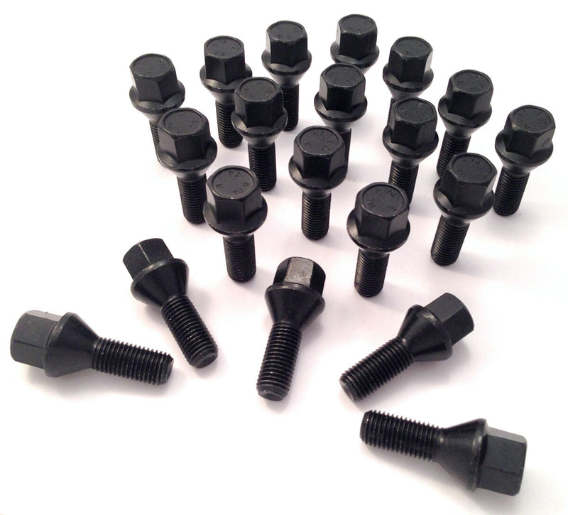 BIMECC BLACK TAPERED M12X1.5MM 50MM ALLOY WHEEL BOLTS