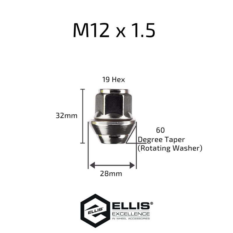 Ellis Ford Wheel Nuts Chrome M12X1.5